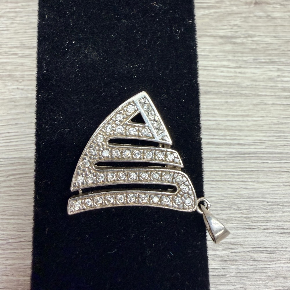 Elegant Silver Tone Crystal Pendant
